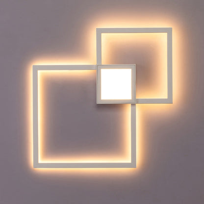 Contemporary Simplicity Geometric Square Iron Strip Acrylic LED Wall Sconce Lamp For Bedroom