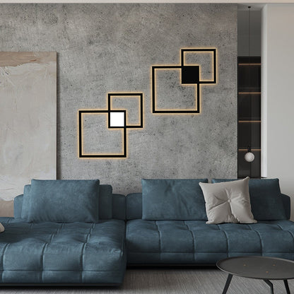 Contemporary Simplicity Geometric Square Iron Strip Acrylic LED Wall Sconce Lamp For Bedroom
