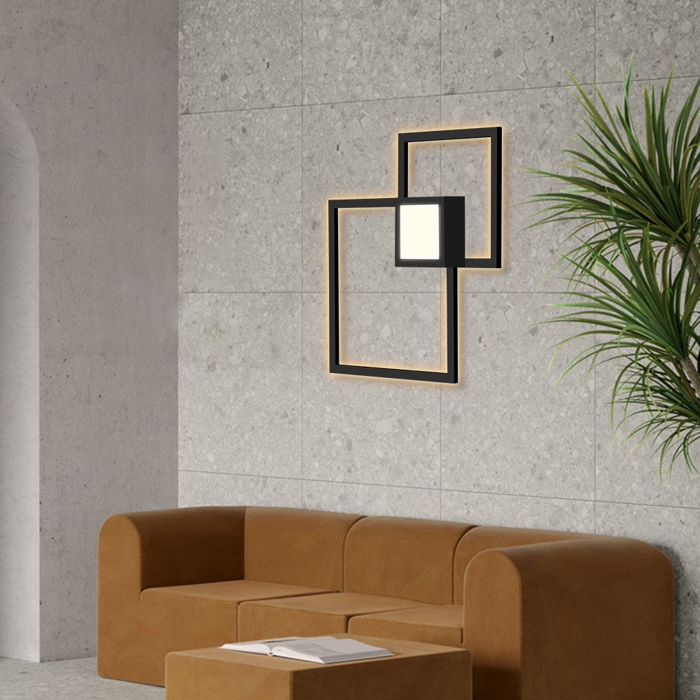 Contemporary Simplicity Geometric Square Iron Strip Acrylic LED Wall Sconce Lamp For Bedroom