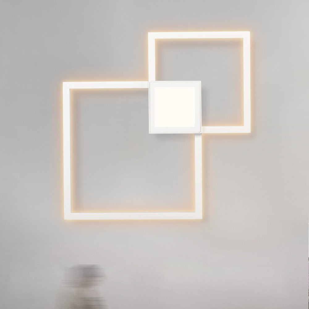 Contemporary Simplicity Geometric Square Iron Strip Acrylic LED Wall Sconce Lamp For Bedroom