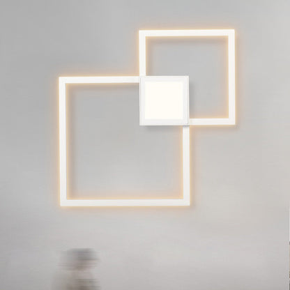 Contemporary Simplicity Geometric Square Iron Strip Acrylic LED Wall Sconce Lamp For Bedroom