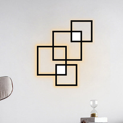 Contemporary Simplicity Geometric Square Iron Strip Acrylic LED Wall Sconce Lamp For Bedroom