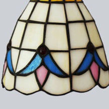 Traditional Tiffany Magnolia Flower Pattern Stained Glass Cup Shade 1-Light Semi-Flush Mount Ceiling Light For Living Room
