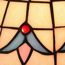 Traditional Tiffany Magnolia Flower Pattern Stained Glass Cup Shade 1-Light Semi-Flush Mount Ceiling Light For Living Room