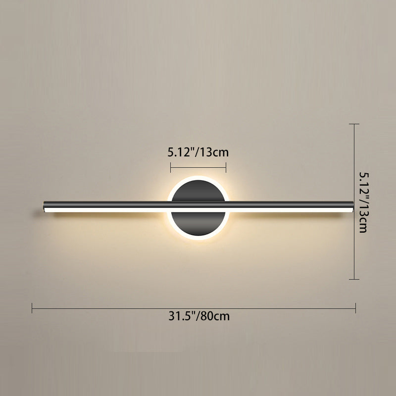 Contemporary Simplicity Geometric Long Strip Iron Aluminum LED Mirror Front Wall Sconce Lamp For Bedroom