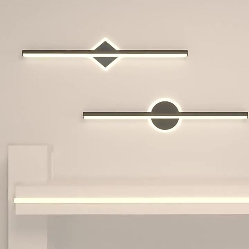 Contemporary Simplicity Geometric Long Strip Iron Aluminum LED Mirror Front Wall Sconce Lamp For Bedroom