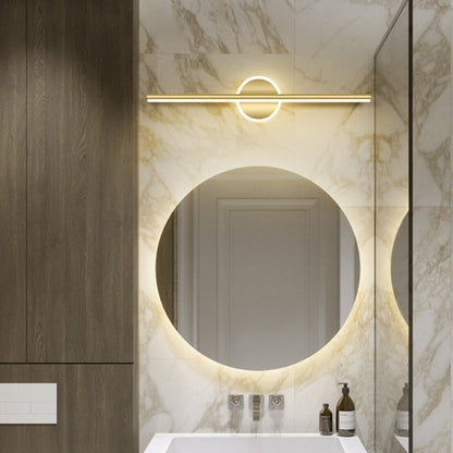 Contemporary Simplicity Geometric Long Strip Iron Aluminum LED Mirror Front Wall Sconce Lamp For Bedroom