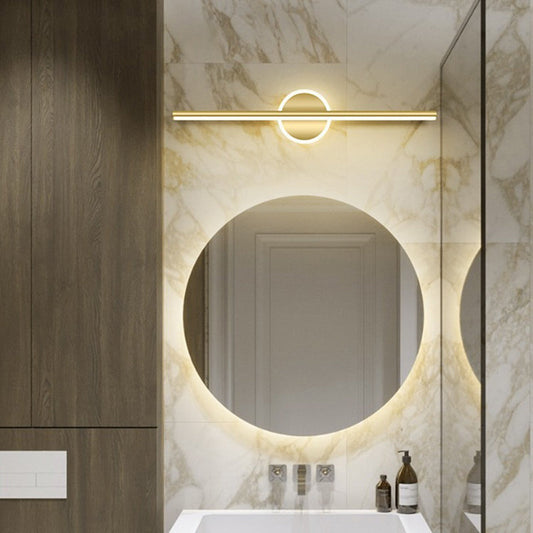 Contemporary Simplicity Geometric Long Strip Iron Aluminum LED Mirror Front Wall Sconce Lamp For Bedroom
