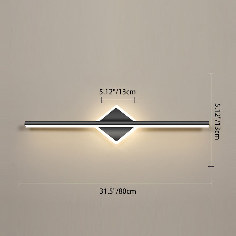 Contemporary Simplicity Geometric Long Strip Iron Aluminum LED Mirror Front Wall Sconce Lamp For Bedroom