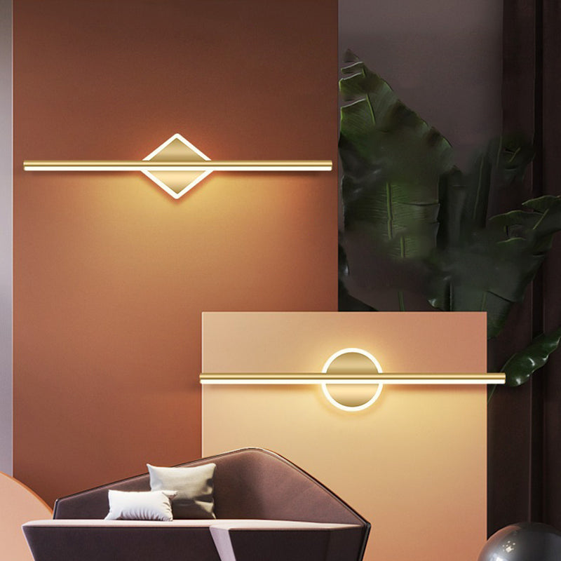 Contemporary Simplicity Geometric Long Strip Iron Aluminum LED Mirror Front Wall Sconce Lamp For Bedroom