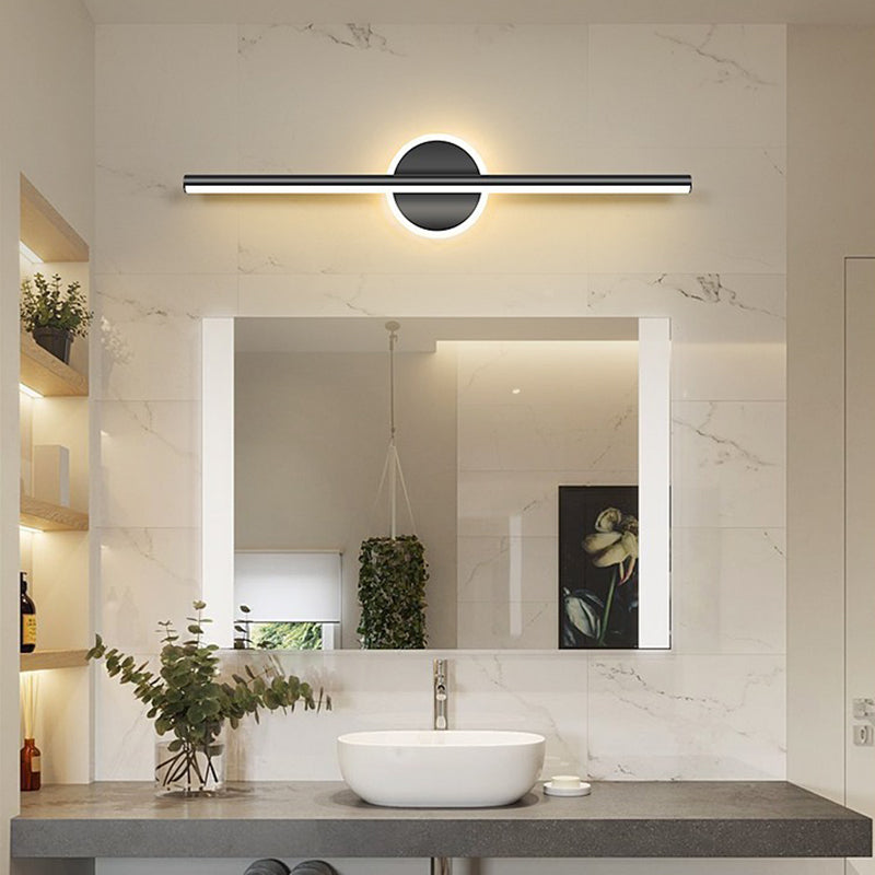Contemporary Simplicity Geometric Long Strip Iron Aluminum LED Mirror Front Wall Sconce Lamp For Bedroom