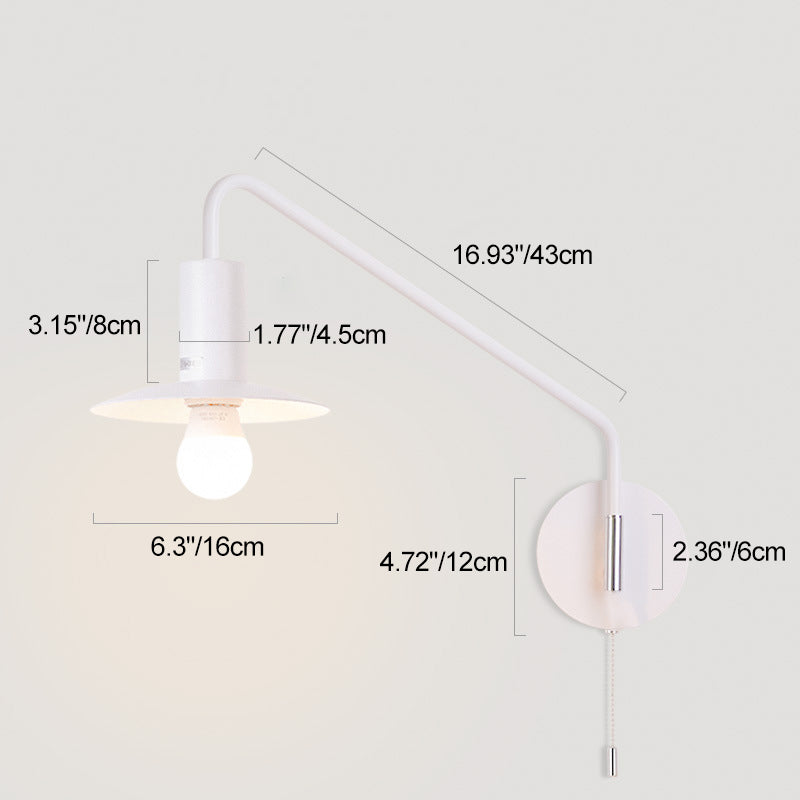 Contemporary Scandinavian Iron Conical 180° Swing-Arm 1-Light Wall Sconce Lamp Reading Lamp For Bedroom