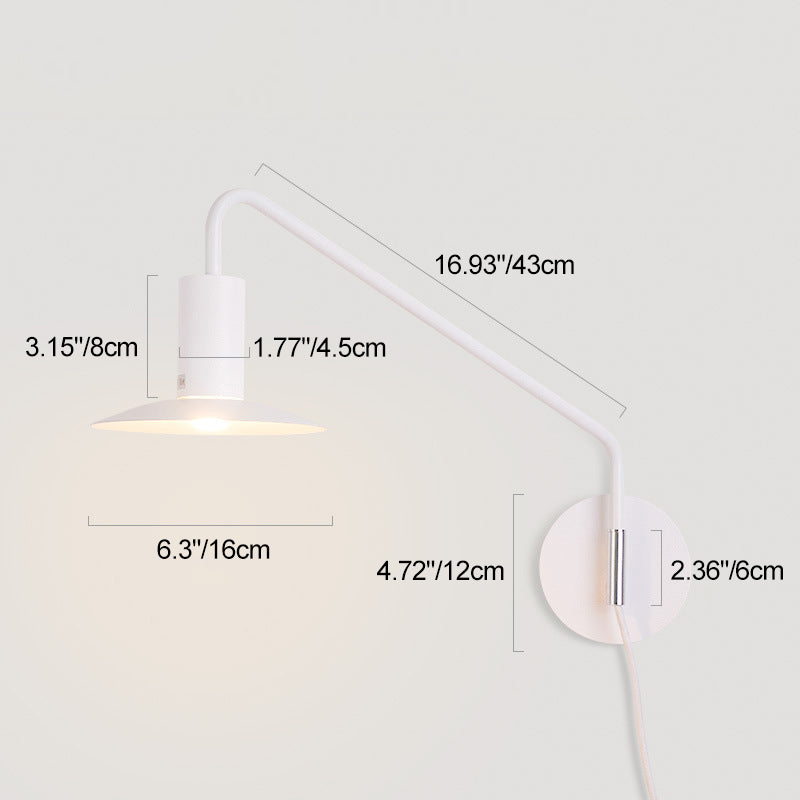 Contemporary Scandinavian Iron Conical 180° Swing-Arm 1-Light Wall Sconce Lamp Reading Lamp For Bedroom