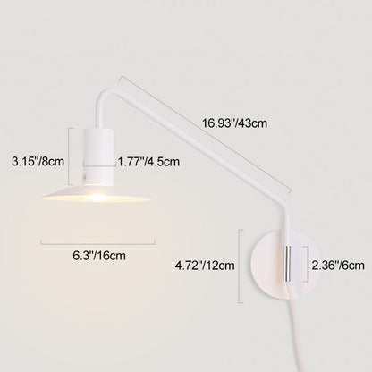 Contemporary Scandinavian Iron Conical 180° Swing-Arm 1-Light Wall Sconce Lamp Reading Lamp For Bedroom