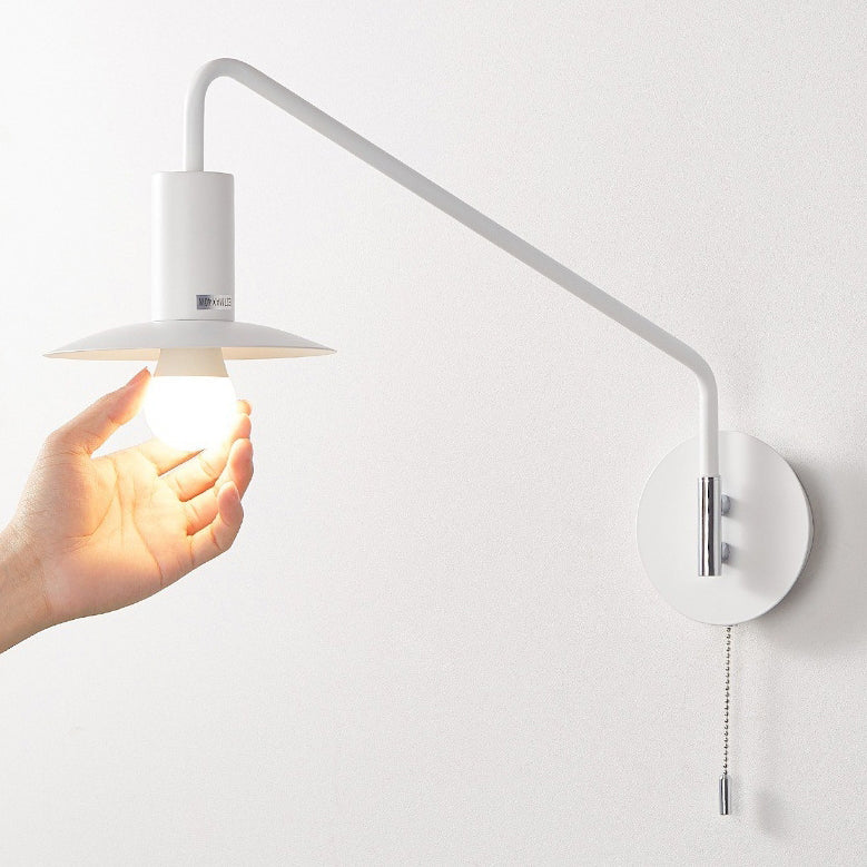 Contemporary Scandinavian Iron Conical 180° Swing-Arm 1-Light Wall Sconce Lamp Reading Lamp For Bedroom