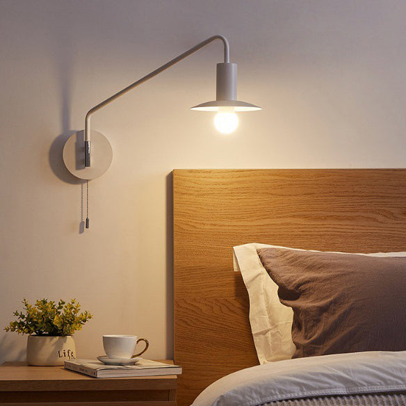 Contemporary Scandinavian Iron Conical 180° Swing-Arm 1-Light Wall Sconce Lamp Reading Lamp For Bedroom