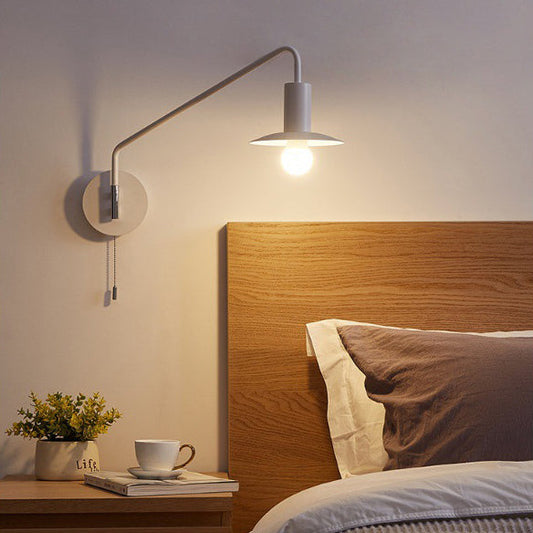 Contemporary Scandinavian Iron Conical 180° Swing-Arm 1-Light Wall Sconce Lamp Reading Lamp For Bedroom