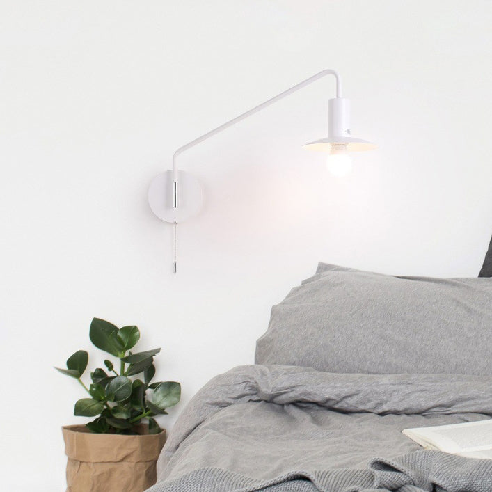 Contemporary Scandinavian Iron Conical 180° Swing-Arm 1-Light Wall Sconce Lamp Reading Lamp For Bedroom