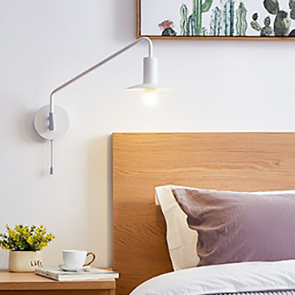 Contemporary Scandinavian Iron Conical 180° Swing-Arm 1-Light Wall Sconce Lamp Reading Lamp For Bedroom