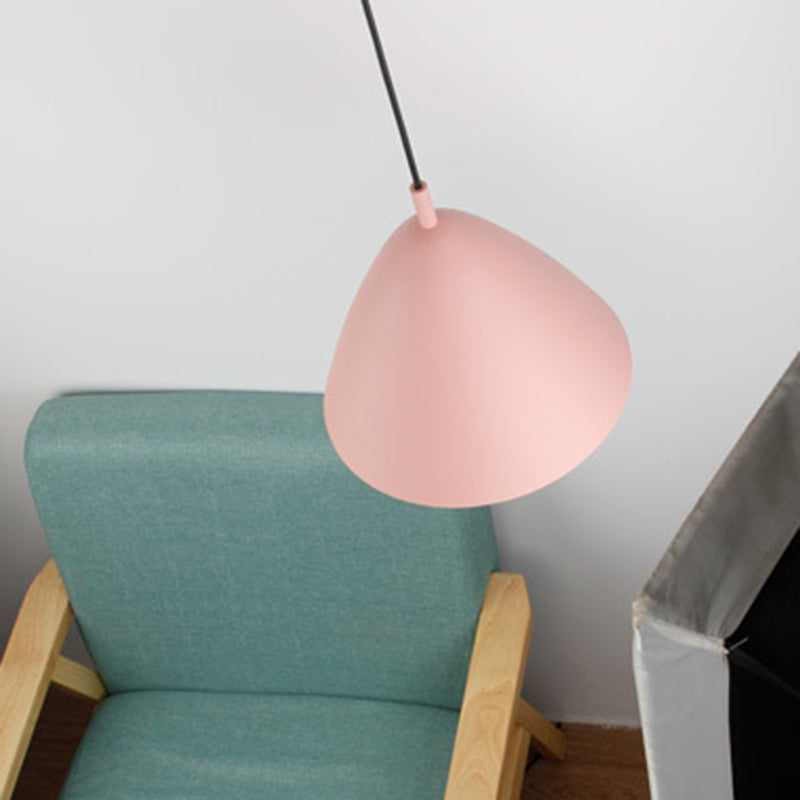Contemporary Scandinavian Macaron Conical Iron Shade 1-Light Pendant Light For Living Room