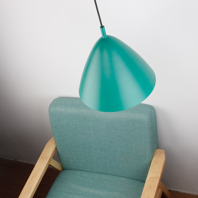 Contemporary Scandinavian Macaron Conical Iron Shade 1-Light Pendant Light For Living Room