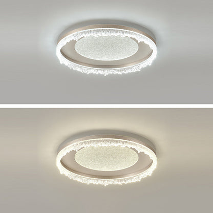 Contemporary Luxury Iron Aluminum Round Shade LED Flush Mount Ceiling Light For Living Room