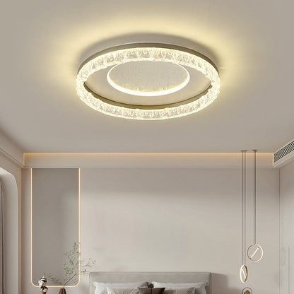 Contemporary Luxury Iron Aluminum Round Shade LED Flush Mount Ceiling Light For Living Room