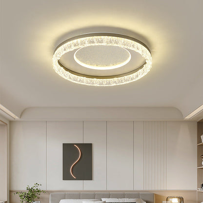Contemporary Luxury Iron Aluminum Round Shade LED Flush Mount Ceiling Light For Living Room