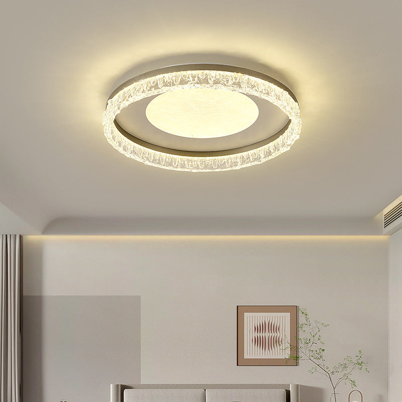 Contemporary Luxury Iron Aluminum Round Shade LED Flush Mount Ceiling Light For Living Room