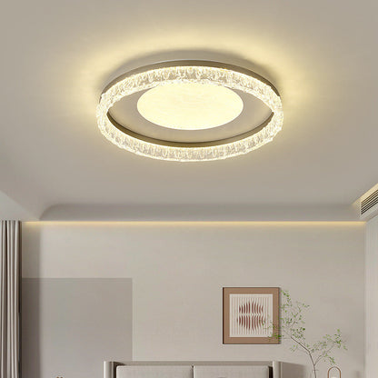 Contemporary Luxury Iron Aluminum Round Shade LED Flush Mount Ceiling Light For Living Room