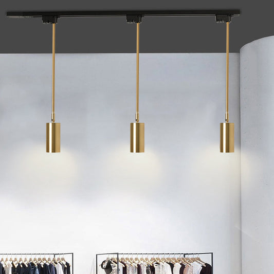 Modern Minimalist Iron Cylinder Shade Long Rod LED Pendant Light Spotlight For Living Room