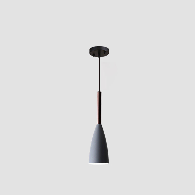Contemporary Scandinavian Macaron Iron Geometric Cone 1-Light Pendant Light For Living Room