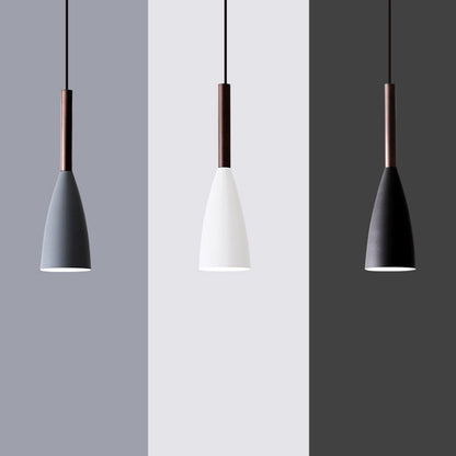 Contemporary Scandinavian Macaron Iron Geometric Cone 1-Light Pendant Light For Living Room