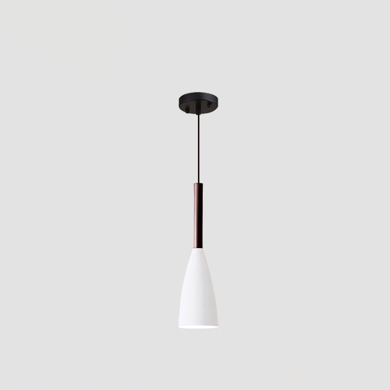 Contemporary Scandinavian Macaron Iron Geometric Cone 1-Light Pendant Light For Living Room