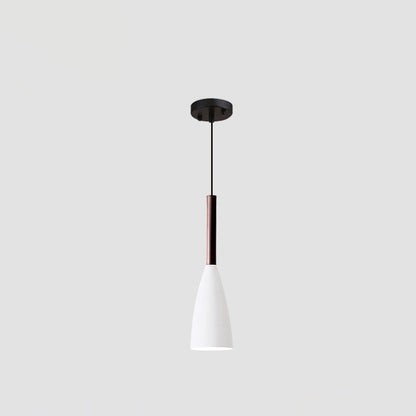 Contemporary Scandinavian Macaron Iron Geometric Cone 1-Light Pendant Light For Living Room