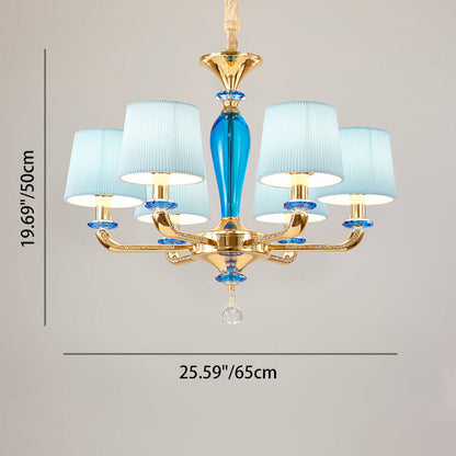 Modern Art Deco Pleated Fabric Shade Zinc Alloy Frame 6/8-Light Chandelier For Living Room