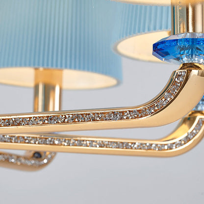 Modern Art Deco Pleated Fabric Shade Zinc Alloy Frame 6/8-Light Chandelier For Living Room