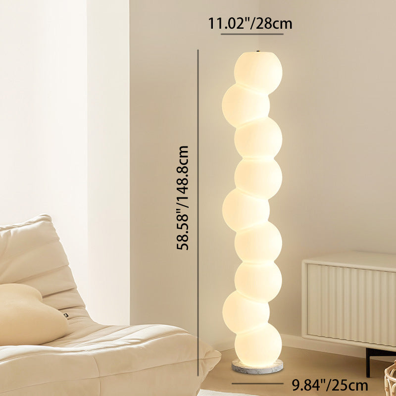 Contemporary Simplicity PE Ball Skewer Marble Base LED Standing Floor Lamp For Bedroom