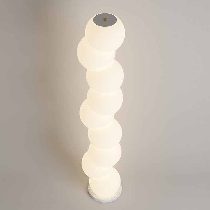 Contemporary Simplicity PE Ball Skewer Marble Base LED Standing Floor Lamp For Bedroom