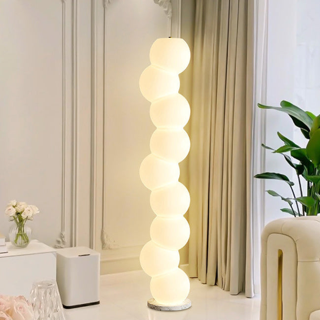 Contemporary Simplicity PE Ball Skewer Marble Base LED Standing Floor Lamp For Bedroom