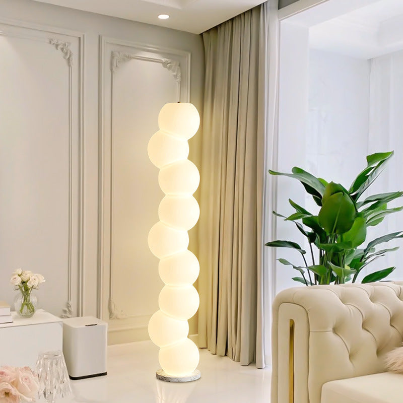 Contemporary Simplicity PE Ball Skewer Marble Base LED Standing Floor Lamp For Bedroom