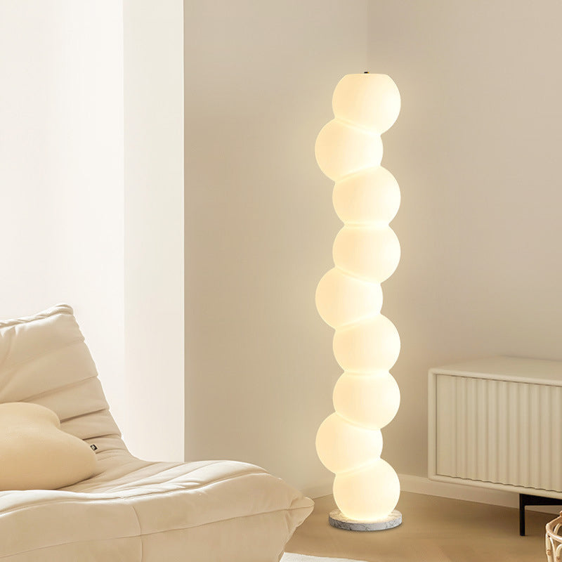 Contemporary Simplicity PE Ball Skewer Marble Base LED Standing Floor Lamp For Bedroom