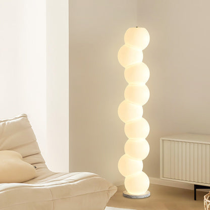 Contemporary Simplicity PE Ball Skewer Marble Base LED Standing Floor Lamp For Bedroom
