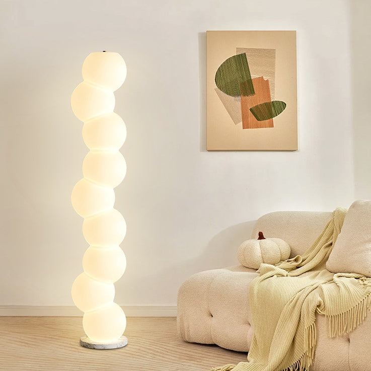 Contemporary Simplicity PE Ball Skewer Marble Base LED Standing Floor Lamp For Bedroom