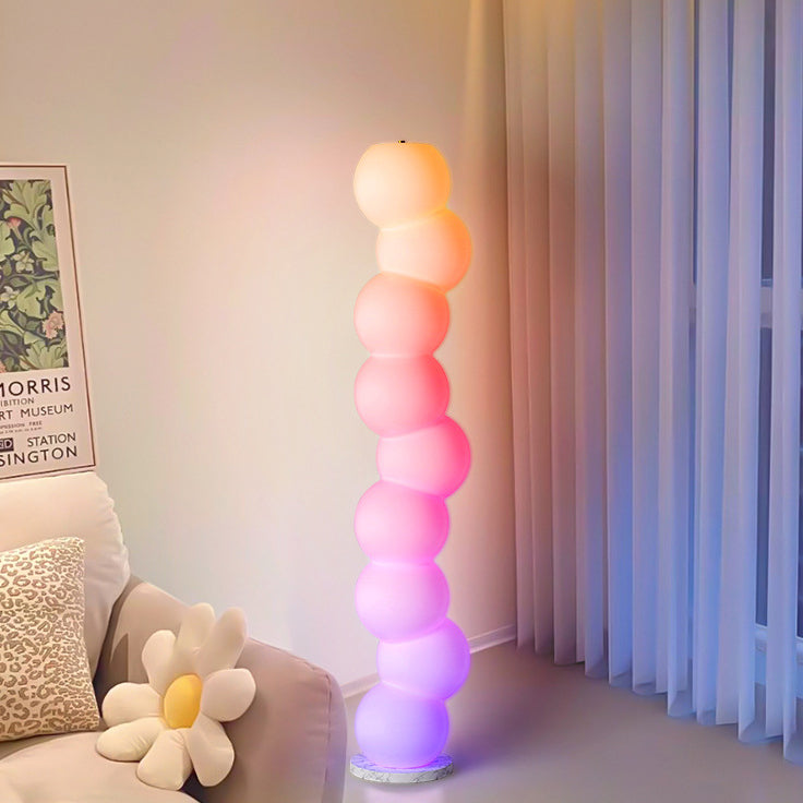 Contemporary Simplicity PE Ball Skewer Marble Base LED Standing Floor Lamp For Bedroom