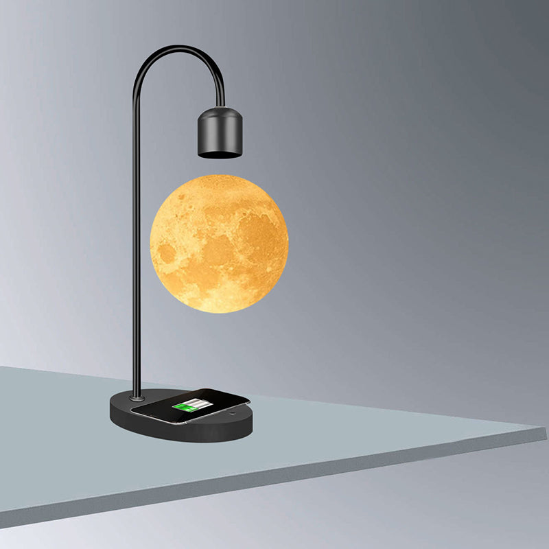 Contemporary Simplicity Magnetic Levitation 3D Printing PLA Moon Shade LED Table Lamp Night Light For Bedroom
