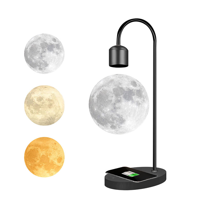 Contemporary Simplicity Magnetic Levitation 3D Printing PLA Moon Shade LED Table Lamp Night Light For Bedroom
