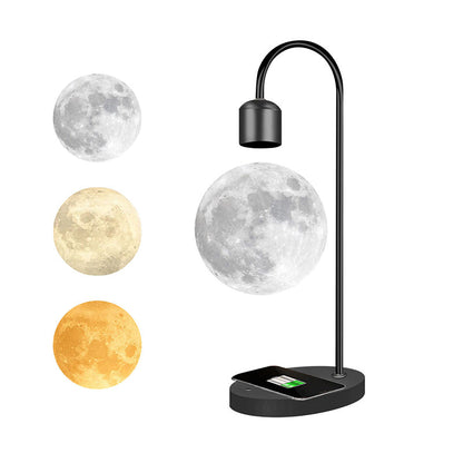 Contemporary Simplicity Magnetic Levitation 3D Printing PLA Moon Shade LED Table Lamp Night Light For Bedroom