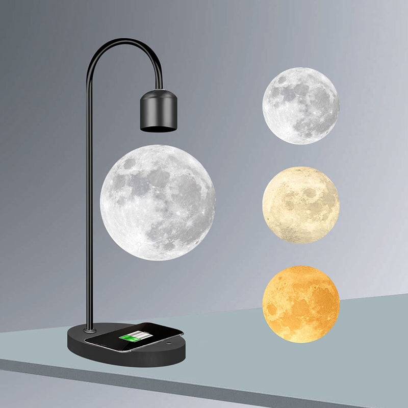 Contemporary Simplicity Magnetic Levitation 3D Printing PLA Moon Shade LED Table Lamp Night Light For Bedroom