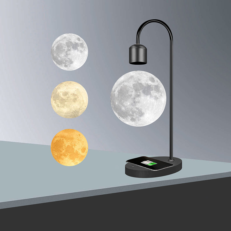 Contemporary Simplicity Magnetic Levitation 3D Printing PLA Moon Shade LED Table Lamp Night Light For Bedroom